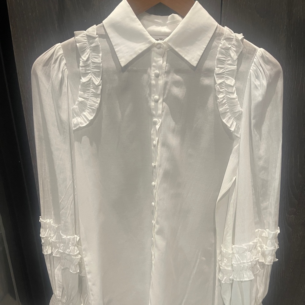 Seven Wonders White Ruffled Women's Top